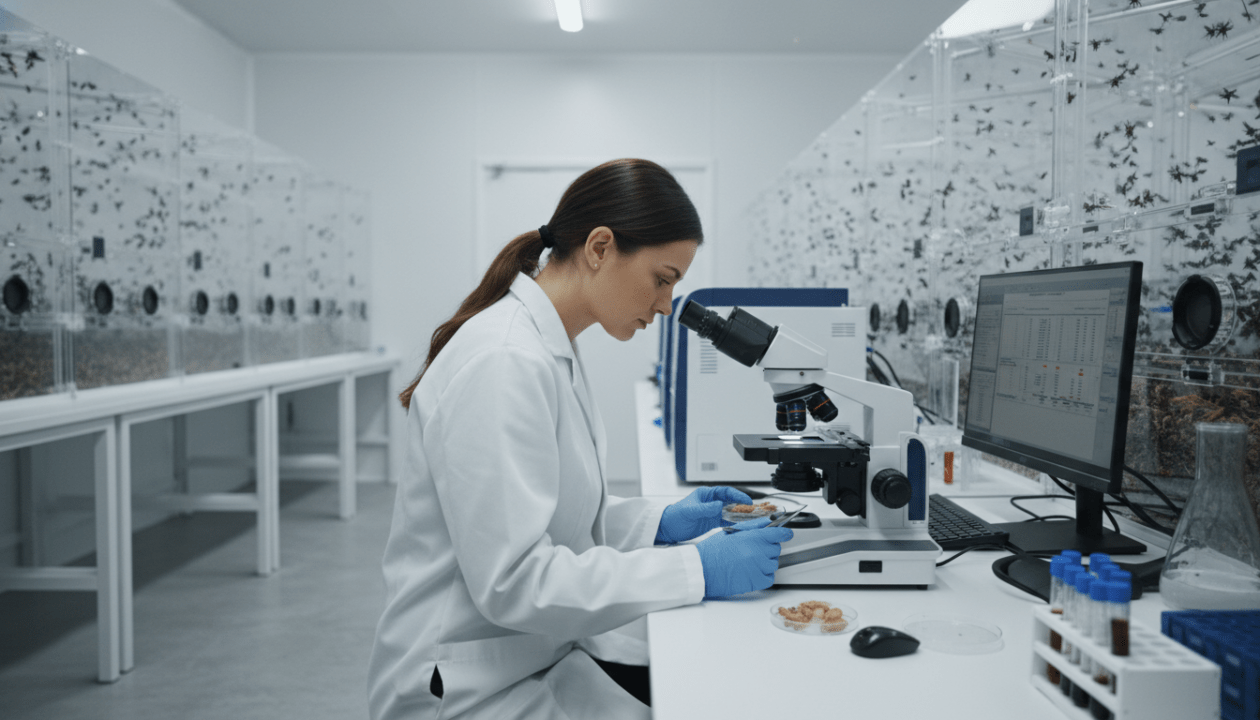 erfahren sie mehr über die insektenzucht als nachhaltige proteinquelle und die bedeutung von genetik und selektion bei hermetia illucens für effiziente zuchtmethoden.